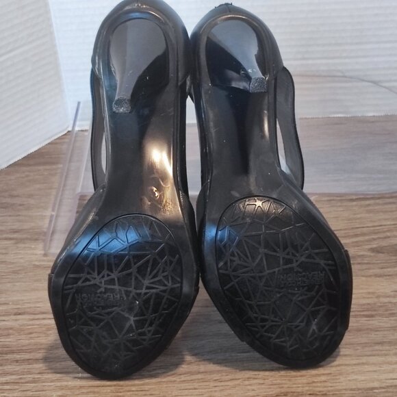 Kenneth Cole Reaction Sandals size 8 M Black High heel Leather Cross Strap - Picture 11 of 13